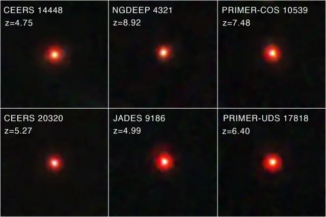 Los pequeños puntos rojos captados por el telescopio James Webb.