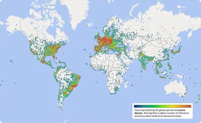 Países más afectados por Lumma Stealer.
