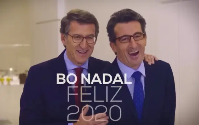 Alberto Núñez-Feijóo y Luis Zahera en un anuncio de Navidad.