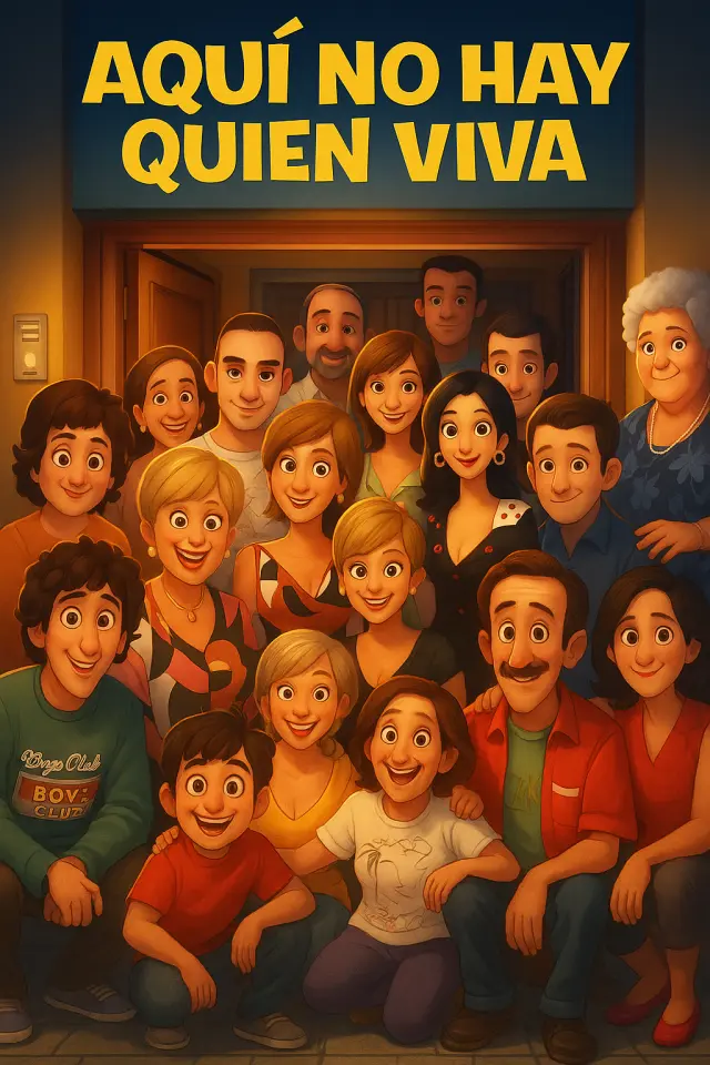 Póster estilo Disney Pixar de Aquí no hay quien viva