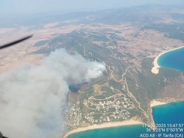 Incendio forestal declarado este lunes en Tarifa.