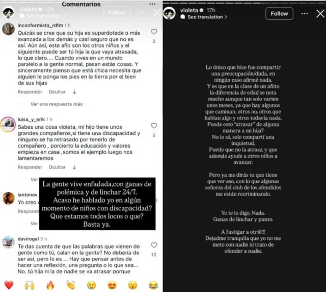 Respuesta de Violeta a los 'haters'.