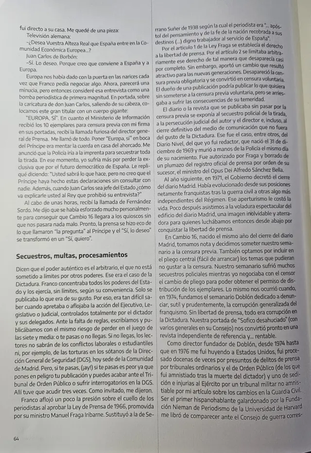 Pag. 64 de la revista sobre la Transición