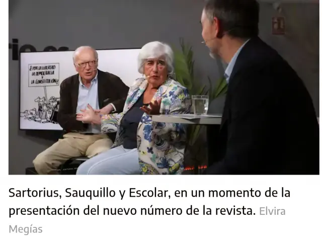 Sartoruis, Sauquilo y Escolar durante la presentación de la revista