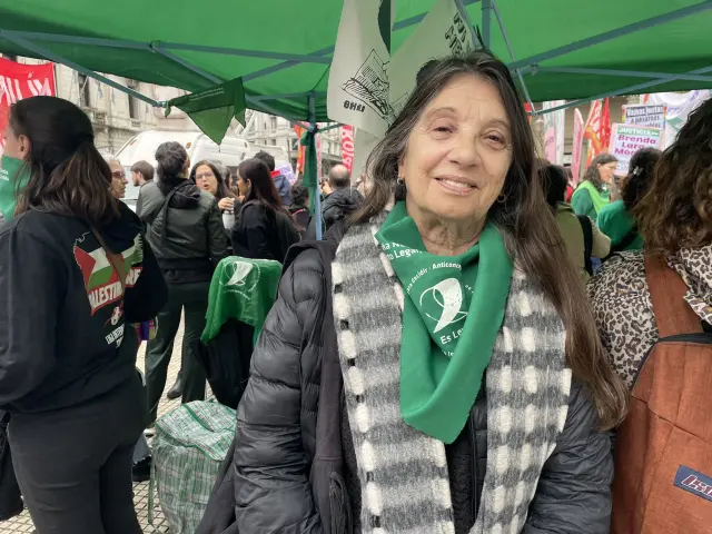 María Alicia, en la protesta de la Plaza de Mayo.