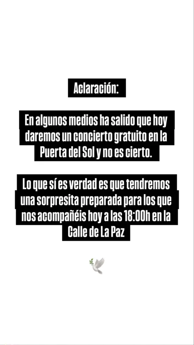 Comunicado de Viva Suecia sobre su actuación en el centro de Madrid.