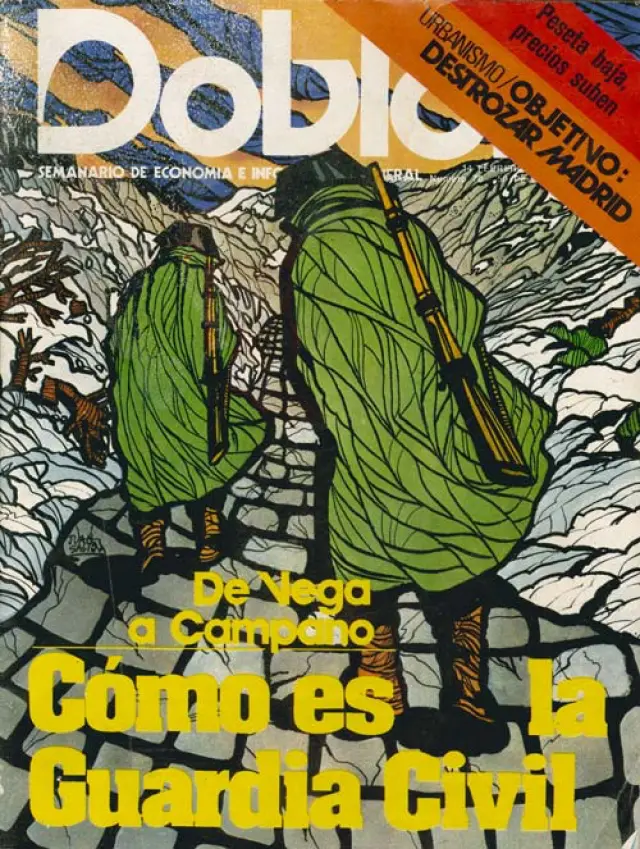 Portada del semanarios Doblón, en febrero de 1976, sobre los cambios en la Guardia Civil que provocó mi secuestro para conocer mis fuentes de información.