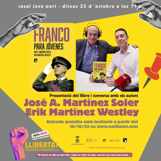 Cartel de nuestra charla para estudiantes de tres institutos de Sagunto