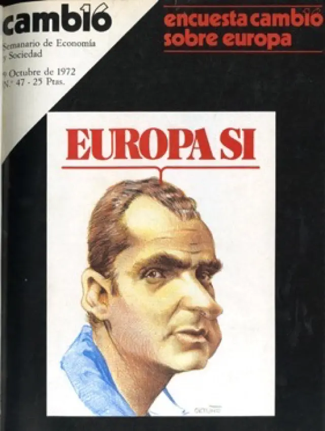 Portada de Cambio 16 en 1972 que regalamos al Rey. Nos salvó de secuestro de la revista por la policía franquista.