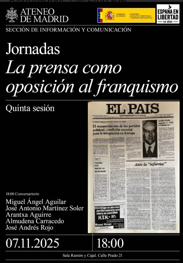 Cartel del acto en el Ateneo de Madrid. Viernes 7.nov. a las 18.00h.