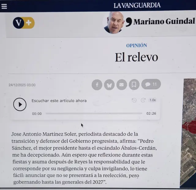 Artículo en La Vanguardia de Mariano Guindal
