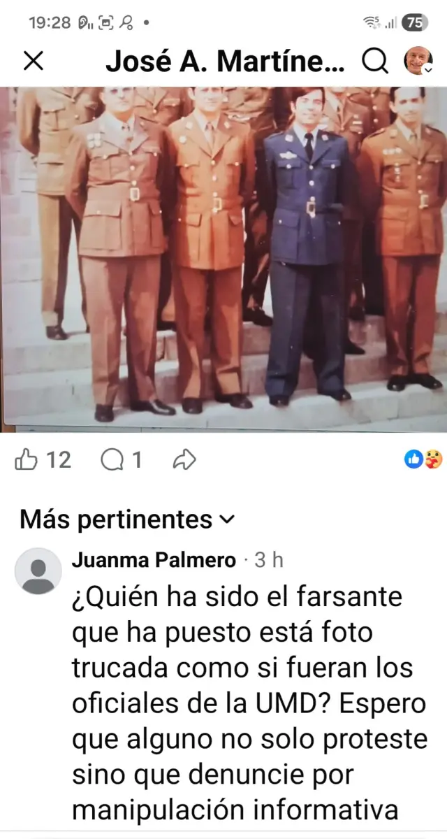 Comentario de Juanma Palmero acusándome de manipulador en el obituario que publiqué en mi blog sobre el capitán Reinlein, de la UMD