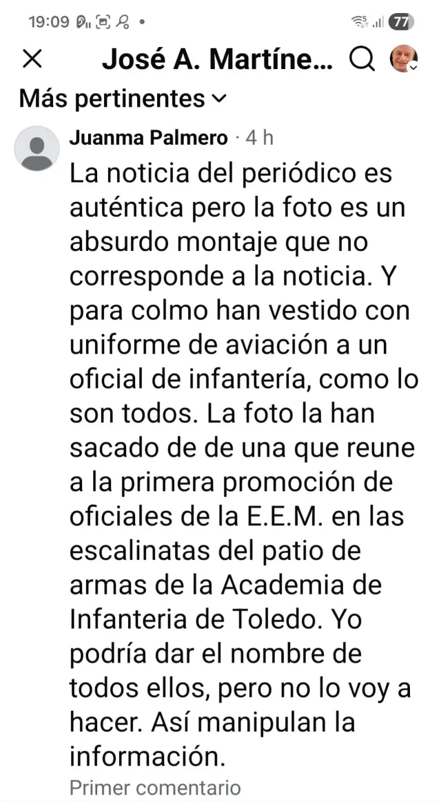 Otro comentario de Juanma Palmero sobre la foto de la UMD que publiqué en el obituario del capitán Reinlein de la UMD.
