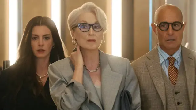 Anne Hathaway, Meryl Streep y Stanley Tucci en 'El diablo viste de Prada 2'