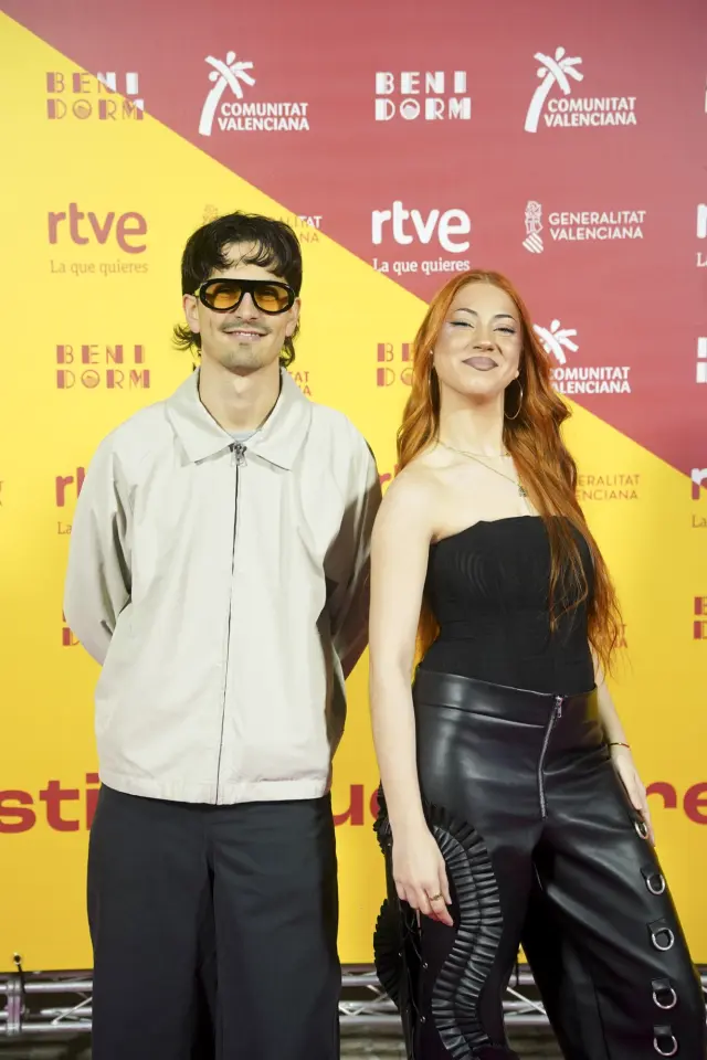 BENIDORM, ALICANTE COMUNIDAD VA, SPAIN - FEBRUARY 06: Tony Grox and Lucycalys during the welcome to Benidorm Fest 2026, at the Benidorm Cultural Centre, on 7 February 2026, in Benidorm, Alicante, Comunidad Valenciana, Spain. This is the fifth edition of the festival in which two semi-finals will be held - on 10 and 12 February - before the final on 14 February 2026. (Photo By Roberto Plaza/Europa Press via Getty Images)