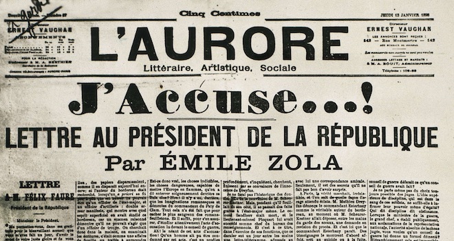 El 'J'Accuse' de Zola en la portada de 'L'Aurore' del 13 de enero de 1898.