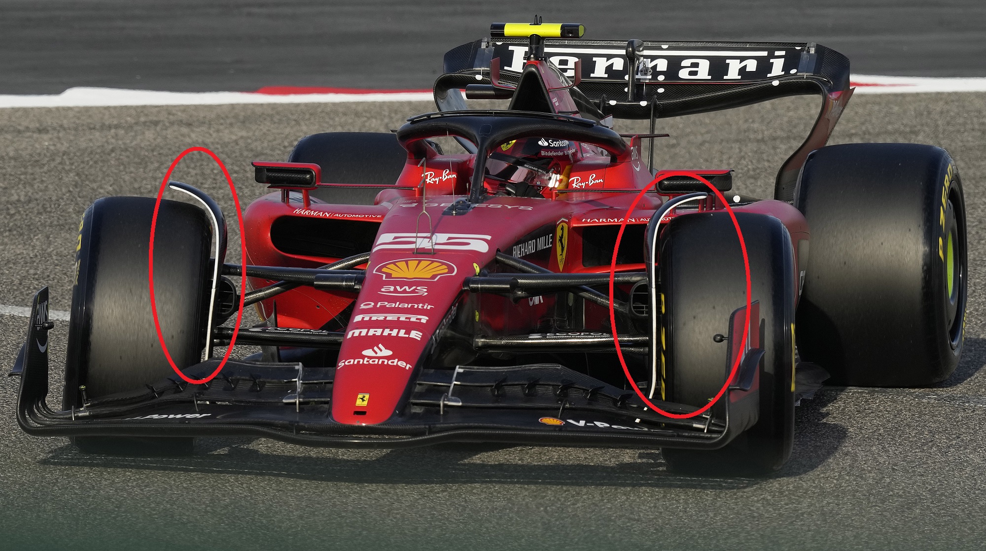 Vista de los winglets del Ferrari de Carlos Sainz.