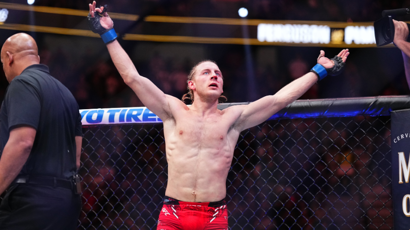 Paddy Pimblett celebra su victoria en UFC 296