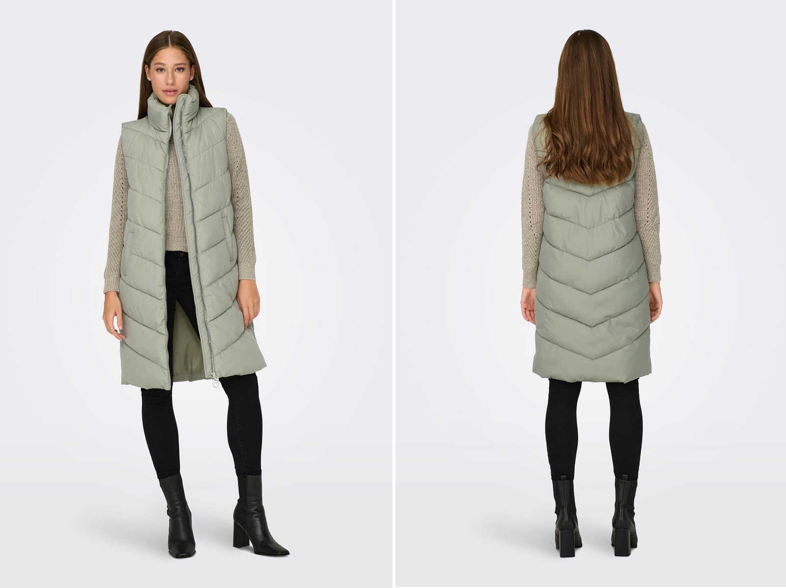 Chaleco Largo Mujer Chaleco Largo Acolchado Chalecos De Mujer