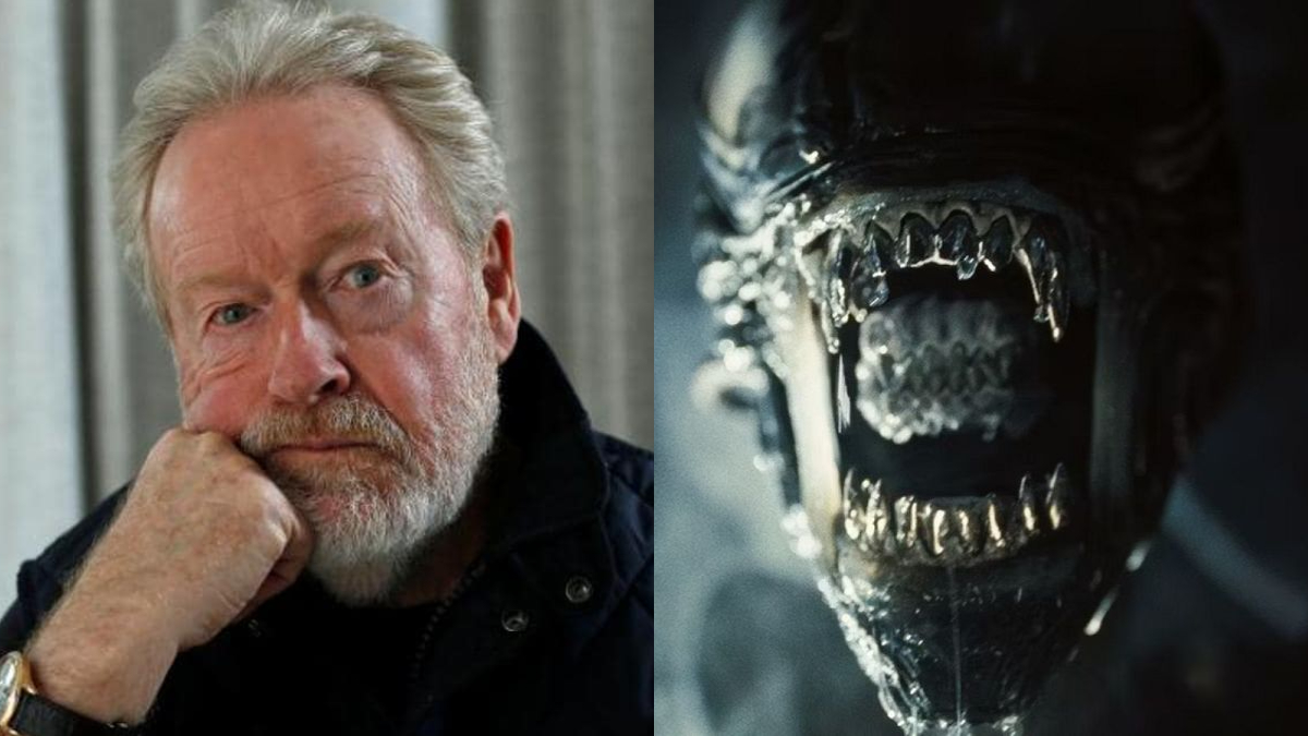 Ridley Scott (left) and the Xenomorph of 'Alien: Romulus'.