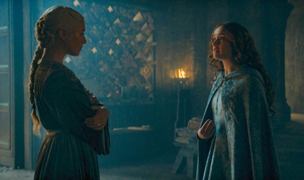 Rainira (Emma d'C) e Alicent (Olivia Cook) em 'The Dragon House'