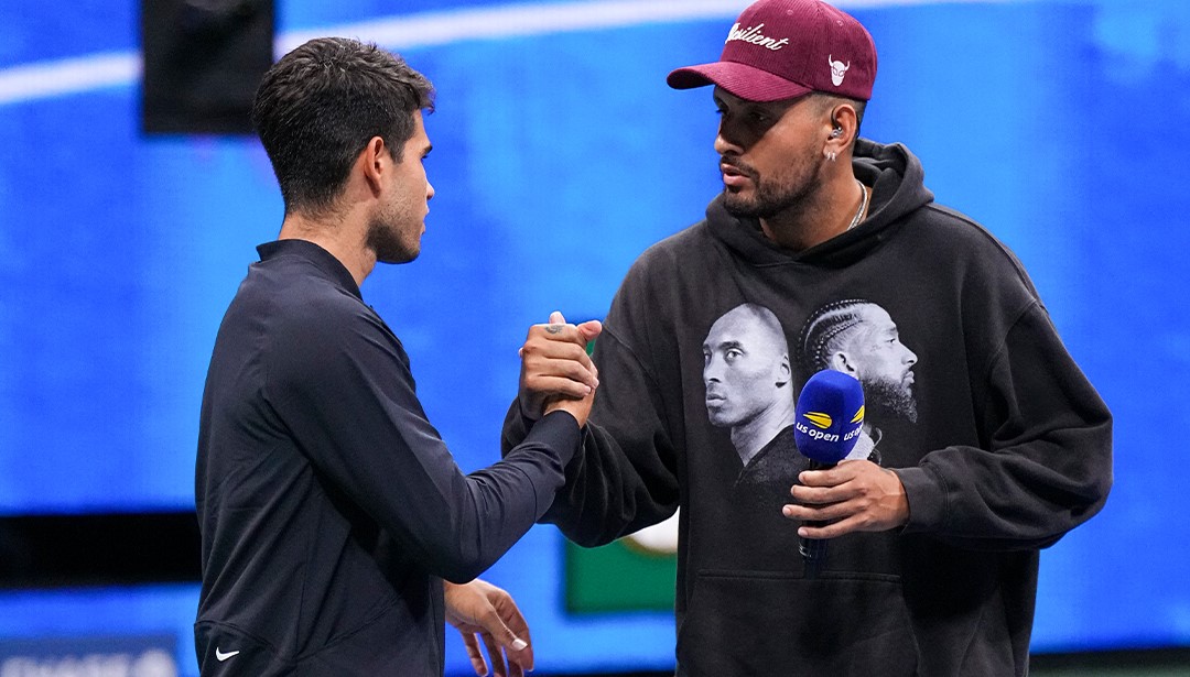 Carlos Alcaraj e Nick Kyrgyos no US Open.