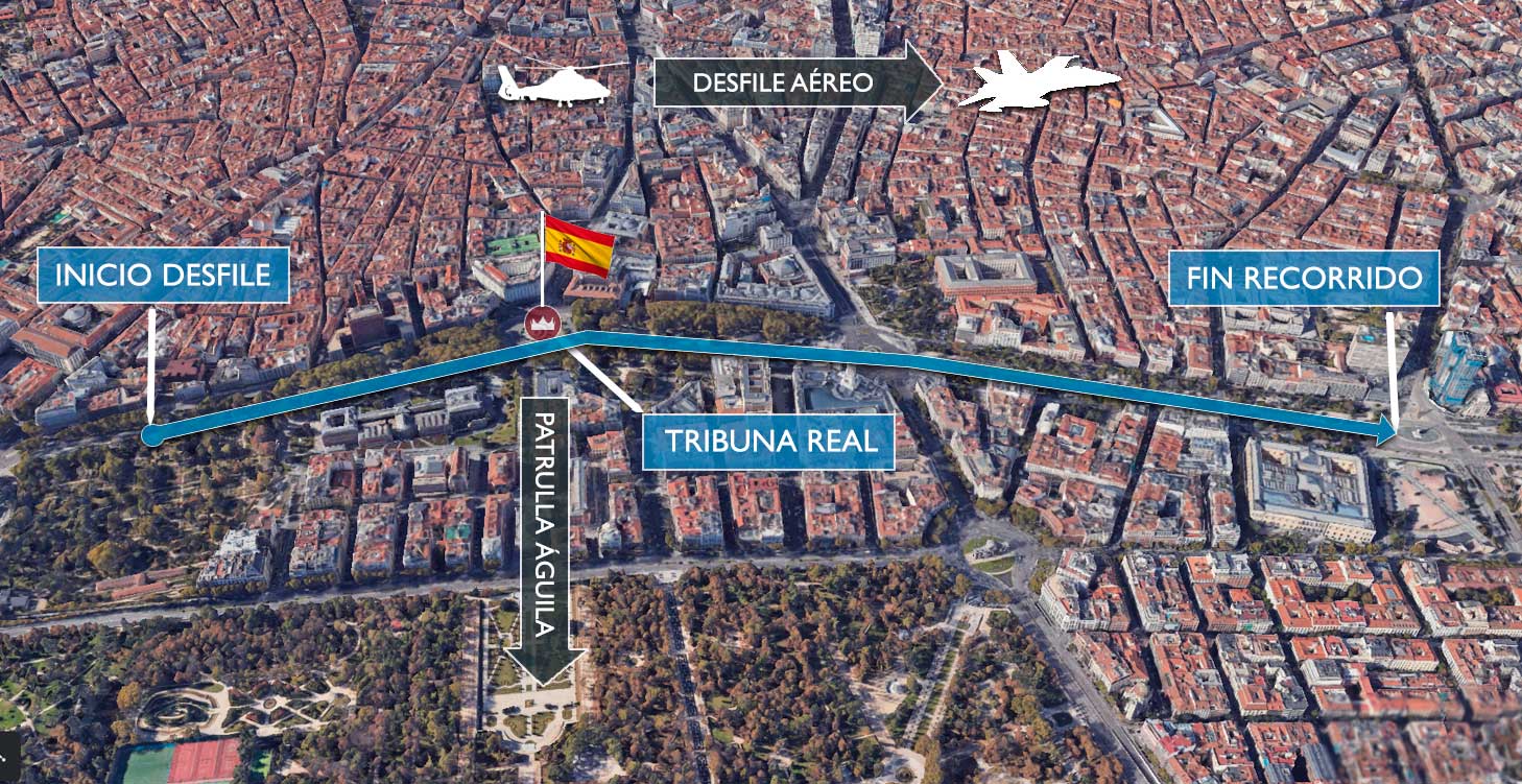 Recorrido y cortes de tráfico en Madrid por el desfile militar del 12