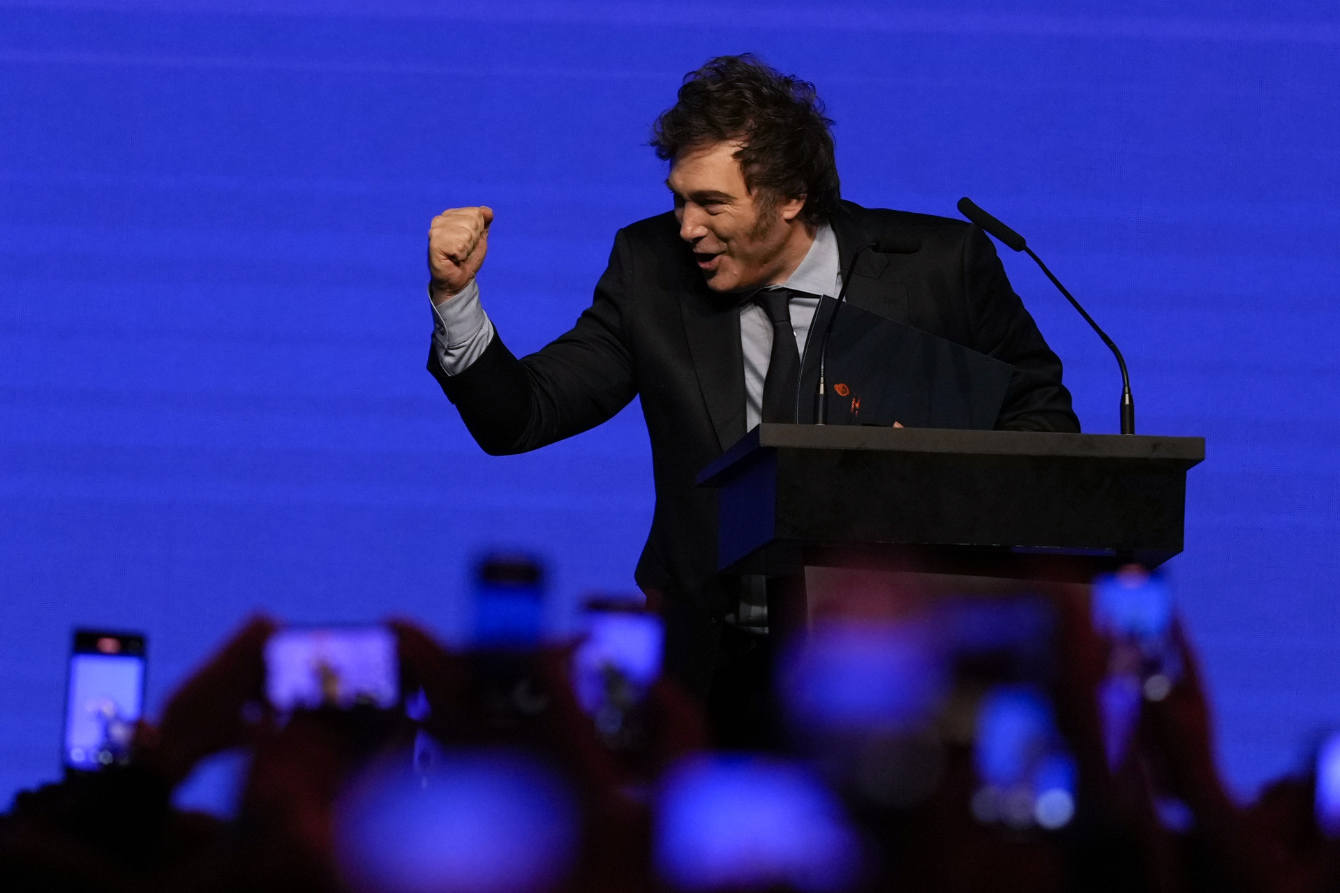 Argentina's President Javier Milei arrives at the Conservative Political Action Conference in Buenos Aires, Argentina, Wednesday, Dec. 4, 2024. (AP Photo/Natacha Pisarenko) Associated Press/LaPresse