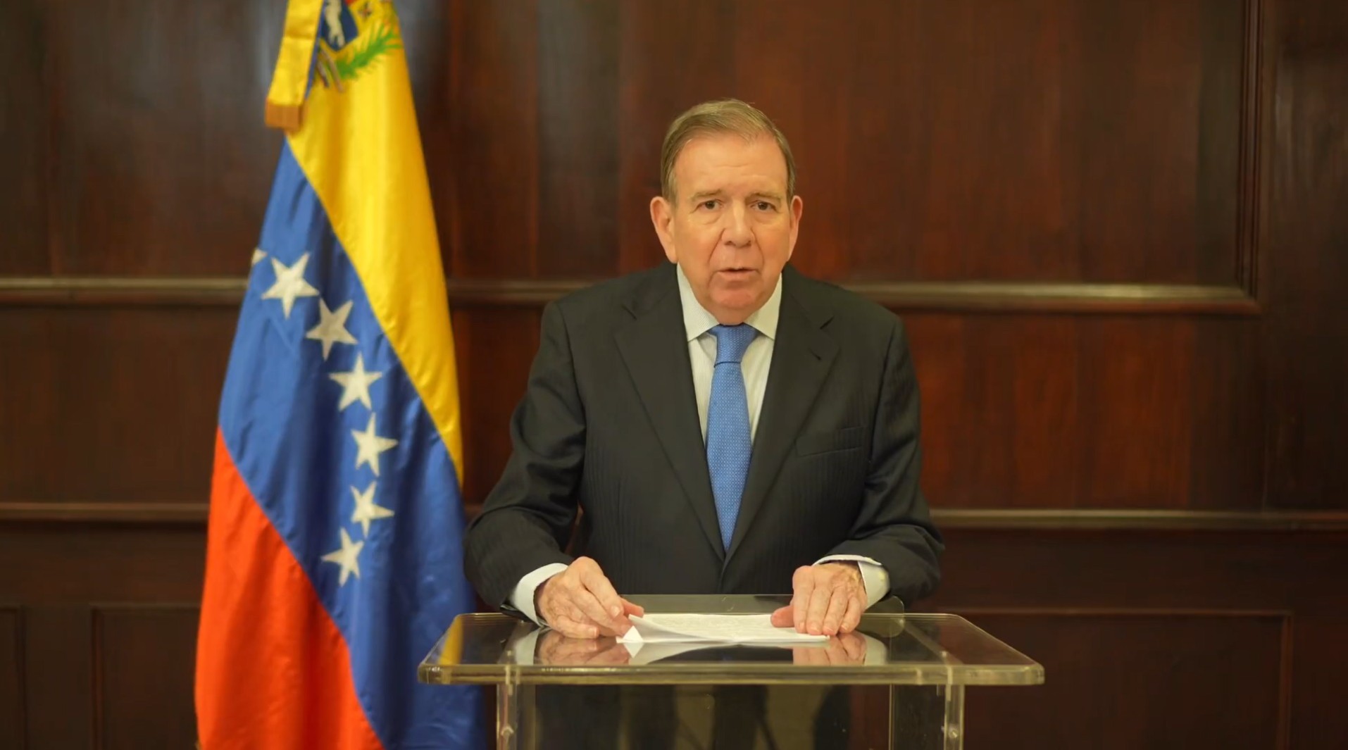 El candidato presidencial venezolano Edmundo González Urrutia, en su mensaje dirigido a los venezolanos tras la toma de posesión de Maduro.