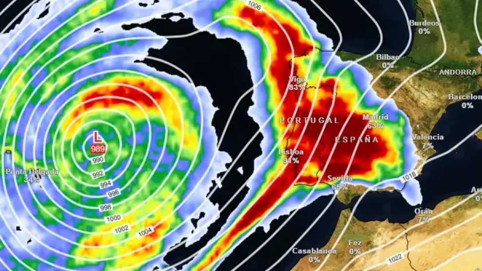 La borrasca Garoé irá a más debido al impulso de un río atmosférico que dejará asimismo acumulados de lluvia de 150 litros por metro cuadrado y grandes crecidas de ríos y arroyos