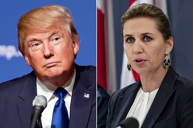 Combo de fotos de Donald Trump y Mette Frederiksen.