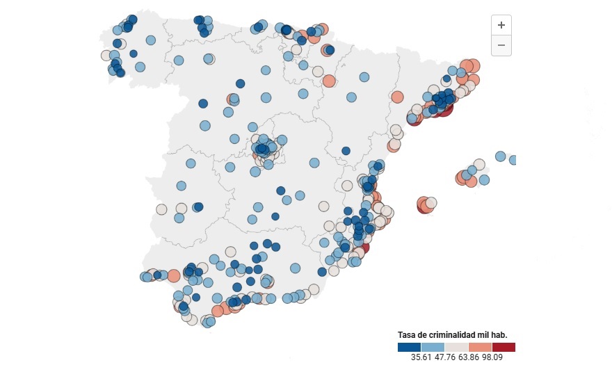 El mapa de la criminalidad en España: estos son los municipios con más ...