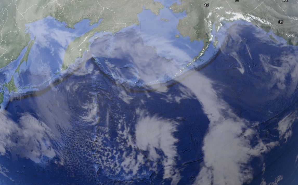 Imagen vía satélite del oceáno Pacífico.