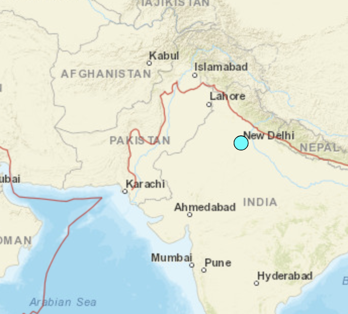Un terremoto de magnitud 4 en la escala de Richter sacudió este lunes la capital de la India, Nueva Delhi