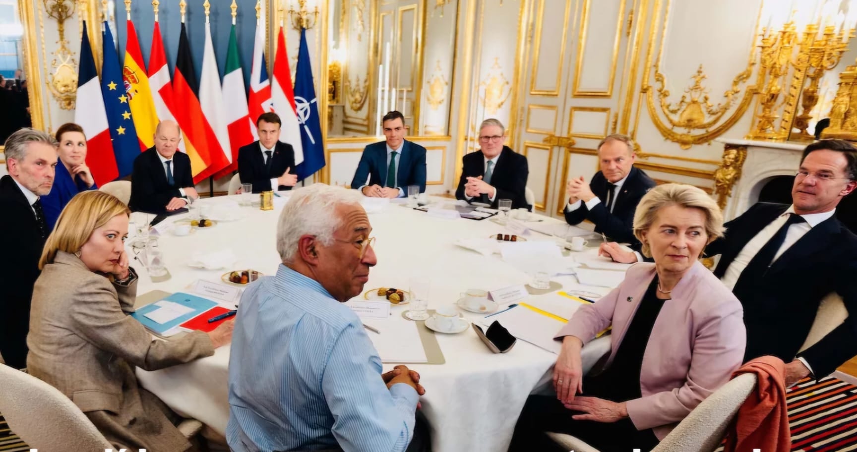 Lideres europeos reunidos ayer en Paris en una cumbre informal de urgencia en la víspera de la reunión entre Estados Unidos y Rusia.