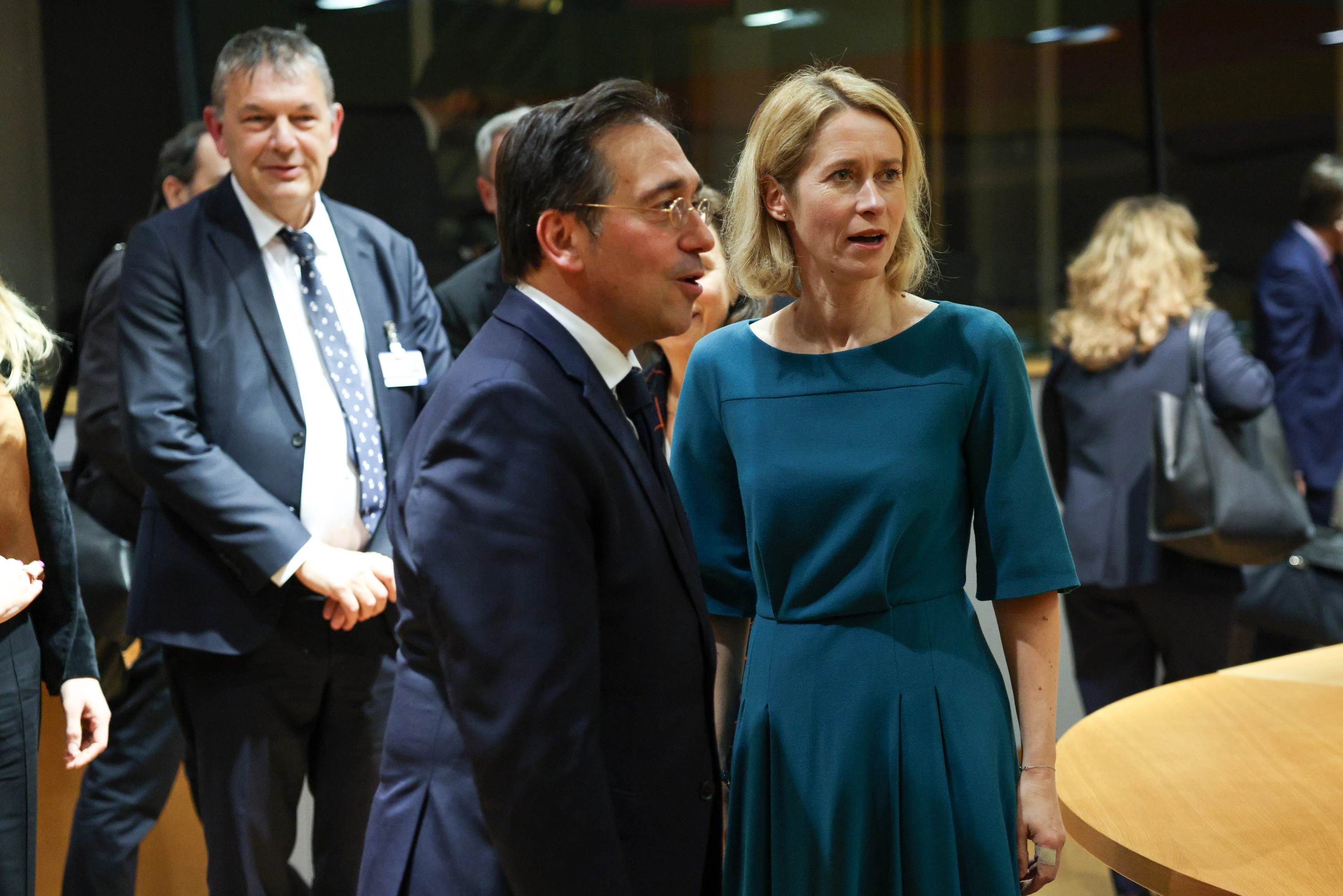 José Manuel Albares y Kaja Kallas, en Bruselas.