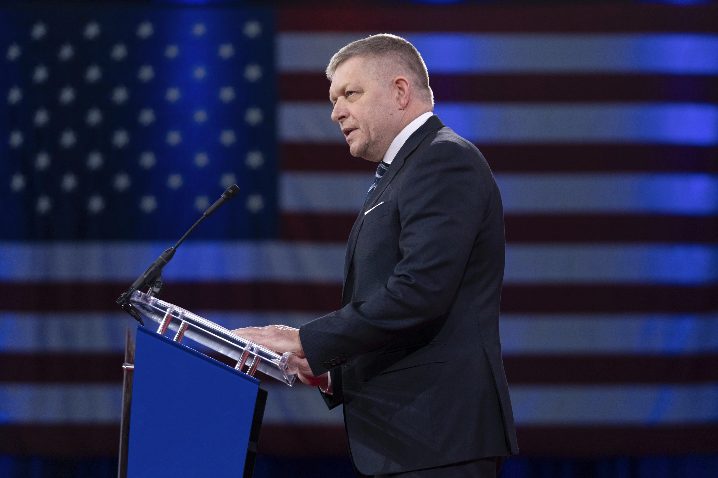 El primer ministro de Eslovaquia, Robert Fico, habla en la Conferencia de Acción Política Conservadora, CPAC, el pasado 21 de febrero en EE UU.