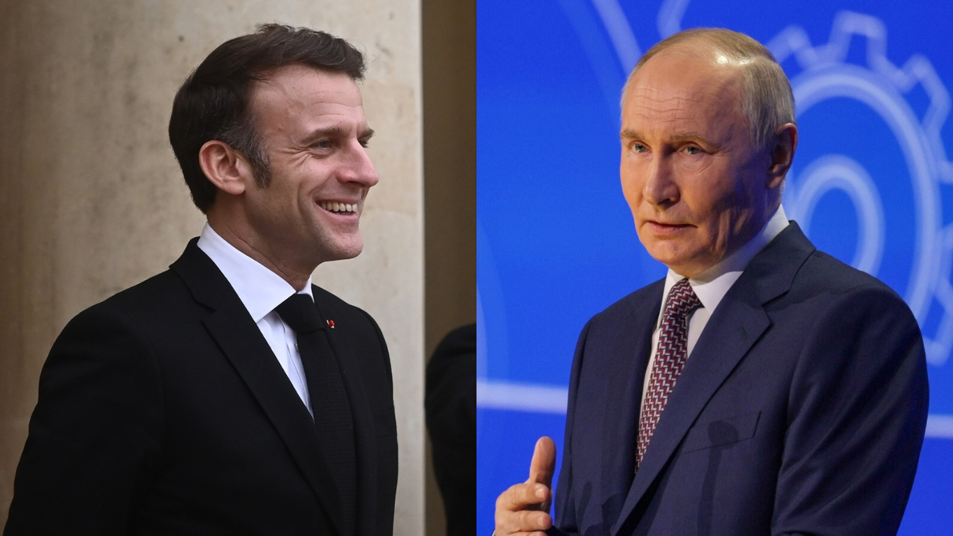 El presidente de Francia, Emmanuel Macron y el de Rusia, Vladímir Putin.