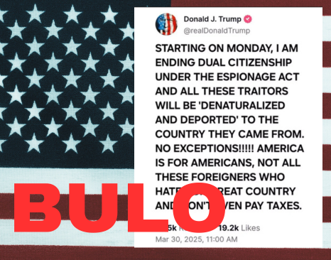 Donald Trump no ha anunciado el fin de la doble nacionalidad en Truth Social.