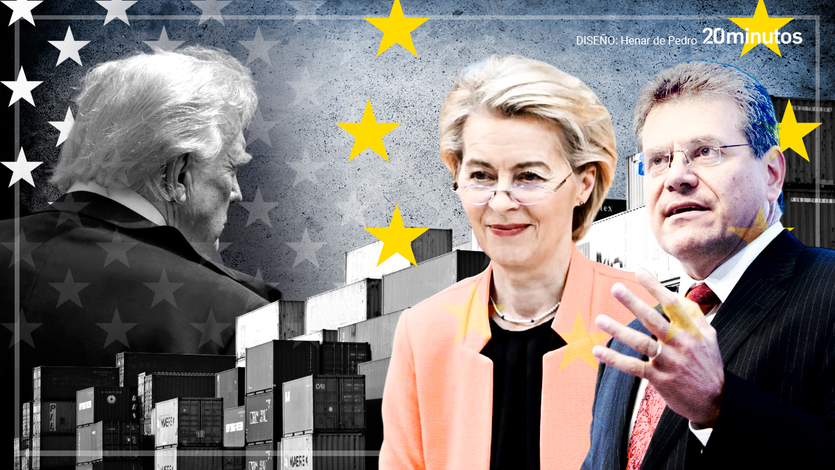 Trump, Sefcovic y Von der Leyen.