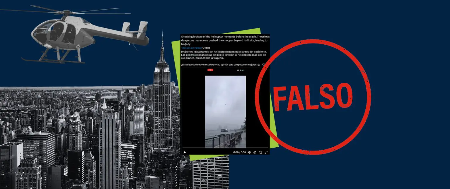 Ilustración del accidente de helicóptero de Nueva York en el que murió una familia española.