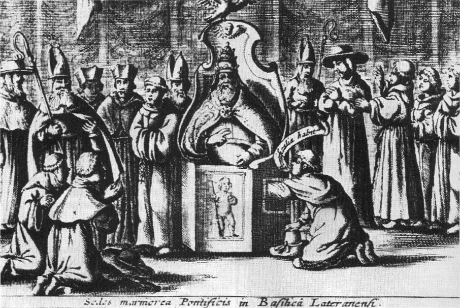 Silla diseñada para la prueba de masculinidad del papa Inocencio X al asumir el pontificado