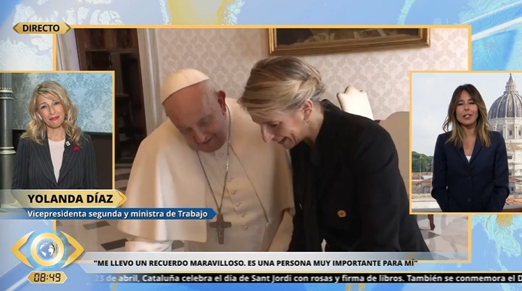 Yolanda Díaz comenta su relación con el papa Francisco.