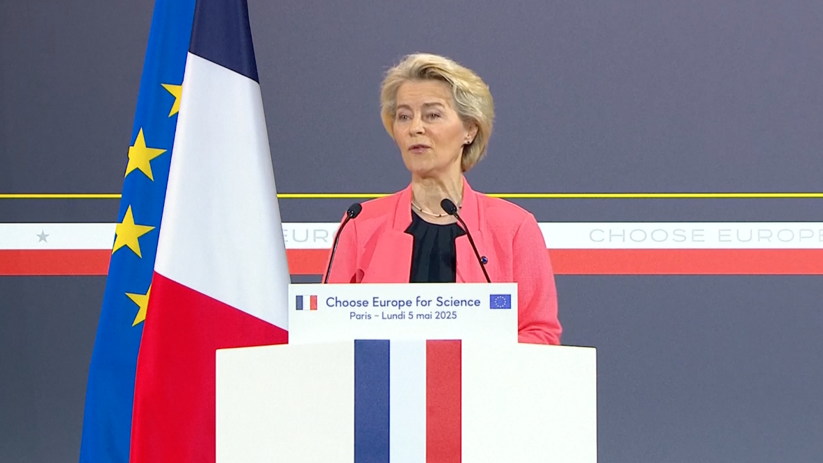 Von der Leyen, en la Sorbona de París este lunes.