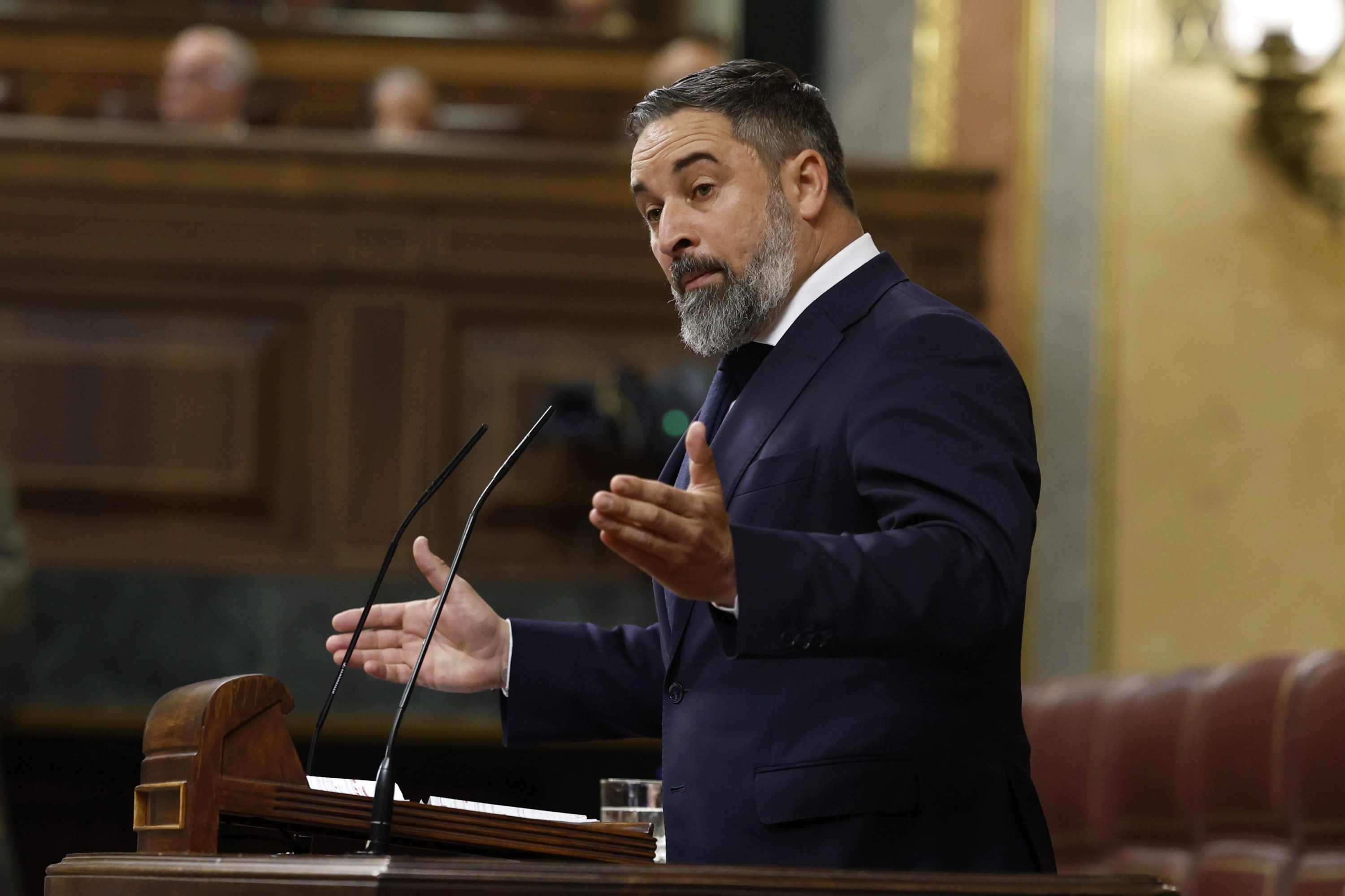 El líder de VOX, Santiago Abascal, en el Congreso.