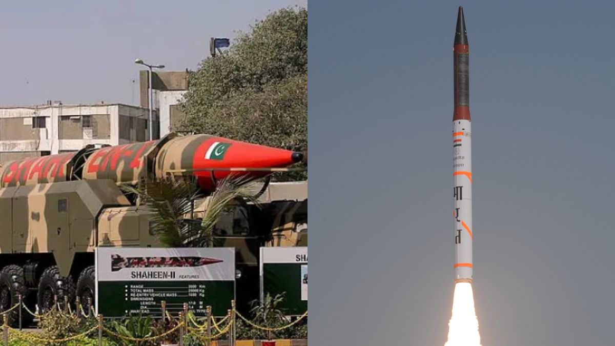 A la izquierda, el misil Shasheen-II de Pakistán. A la derecha, el misil Agni-IV de India.