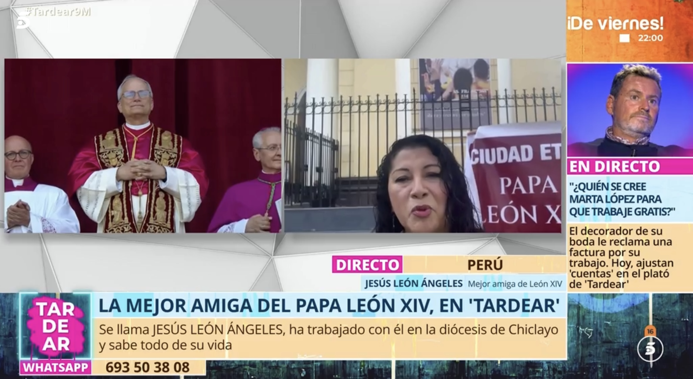 La amiga del Papa León XIV en 'TardeAR'.