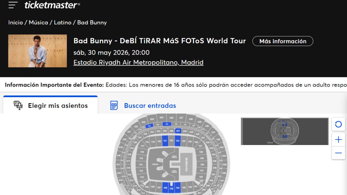 Entradas de Bad Bunny en Ticketmaster.
