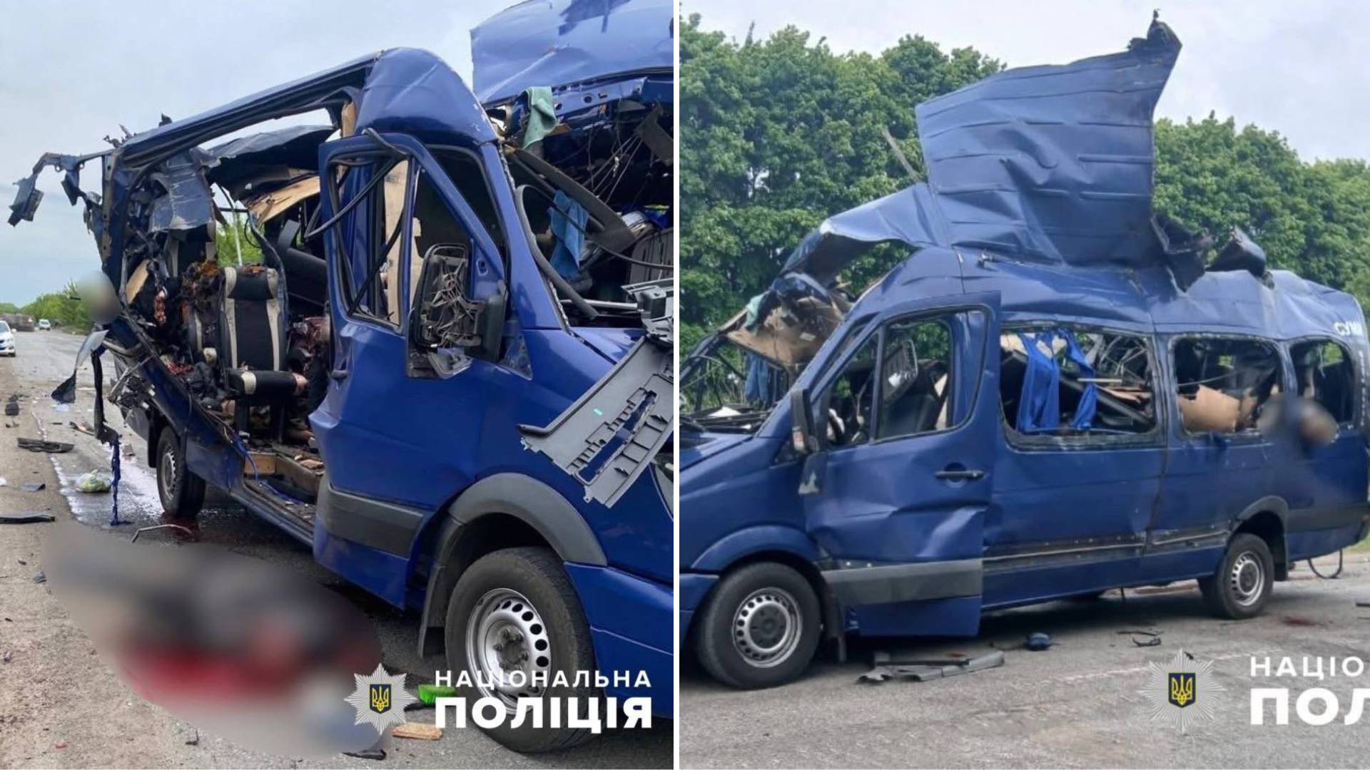 Ataque ruso a un autobús en Sumi, Ucrania.