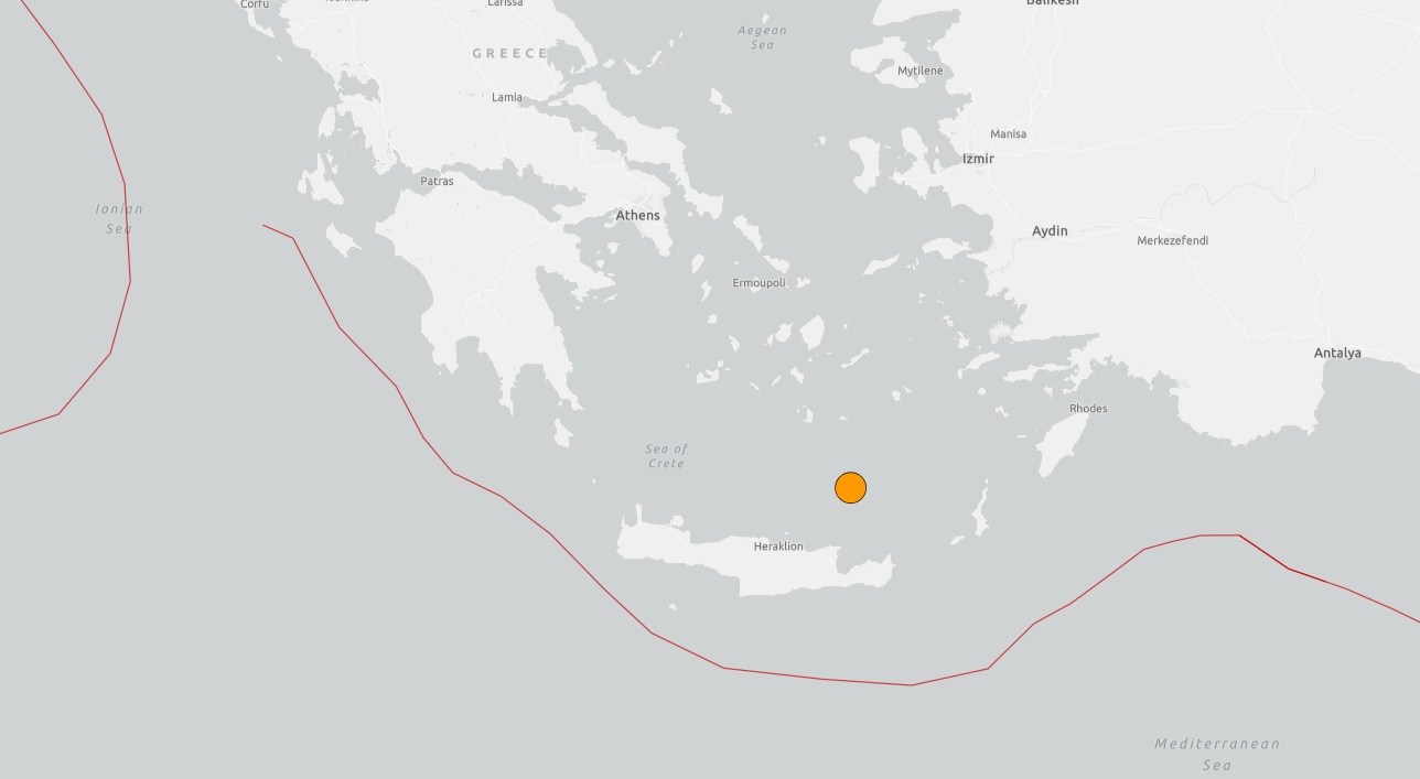 Epicentro del terremoto, en Grecia.